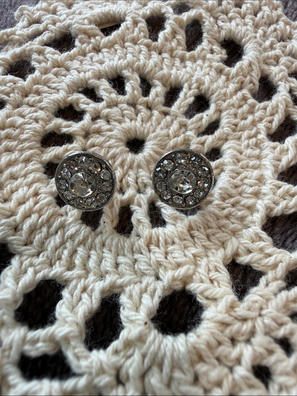 Classic Crystal Round Stud Earrings - Silver Tone